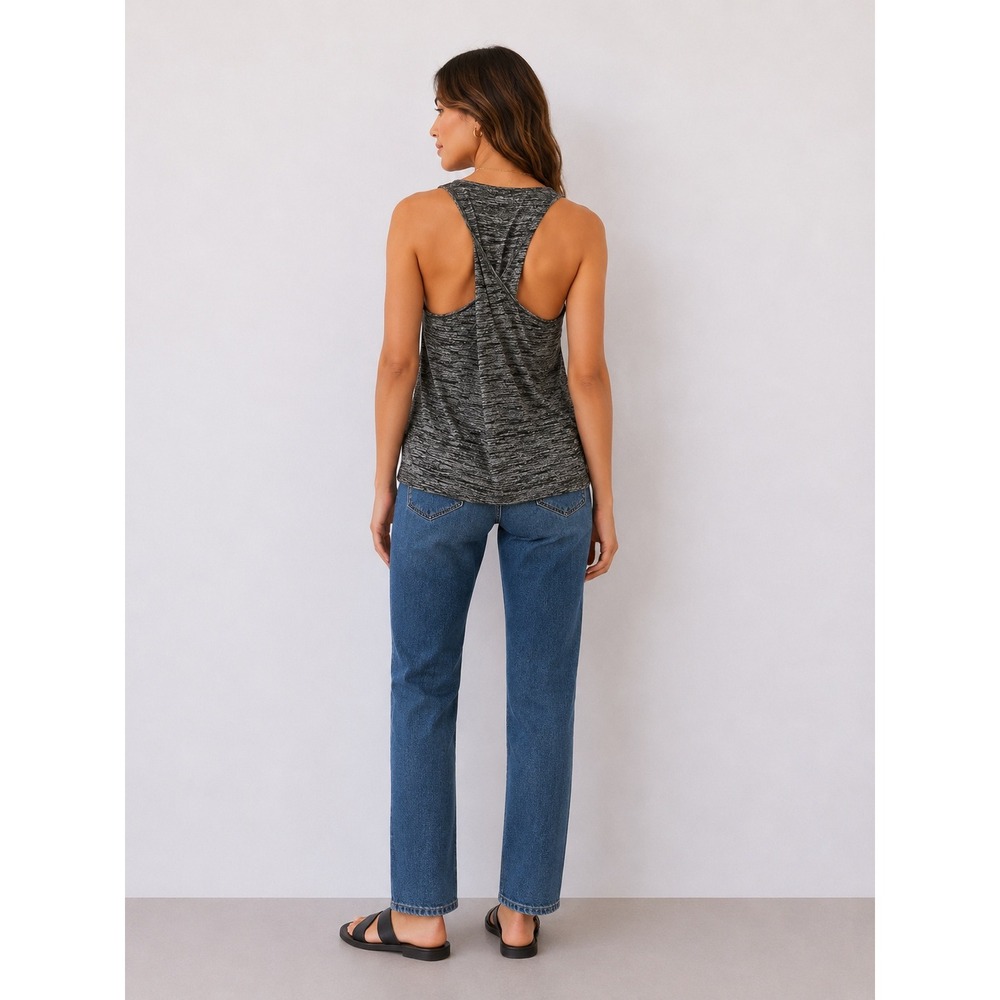 rag & bone Black Heather Twist Back Tank Top Small | Scoop Neck Sleeveless $115 - Picture 2 of 10